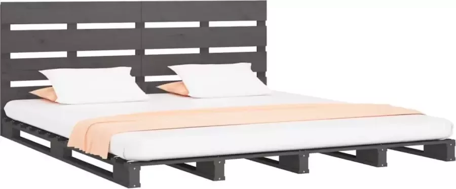 VidaXL -Bedframe-massief-grenenhout-grijs-140x200-cm