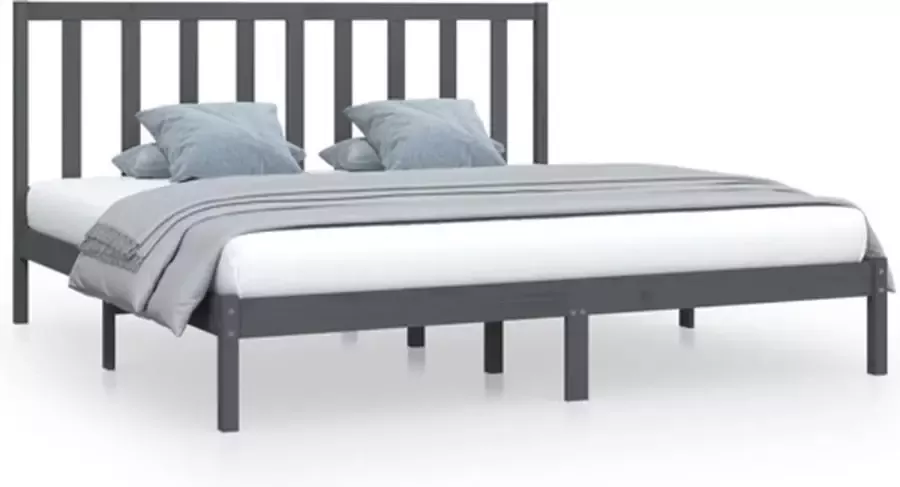 VidaXL -Bedframe-massief-grenenhout-grijs-180x200-cm-6FT-Super-King - Foto 6