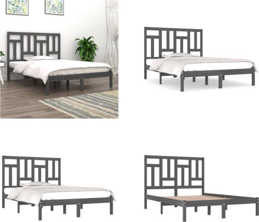 VidaXL Bedframe massief grenenhout grijs 180x200 cm 6FT Super King Bedframe Bedframes Bed Bedbodem