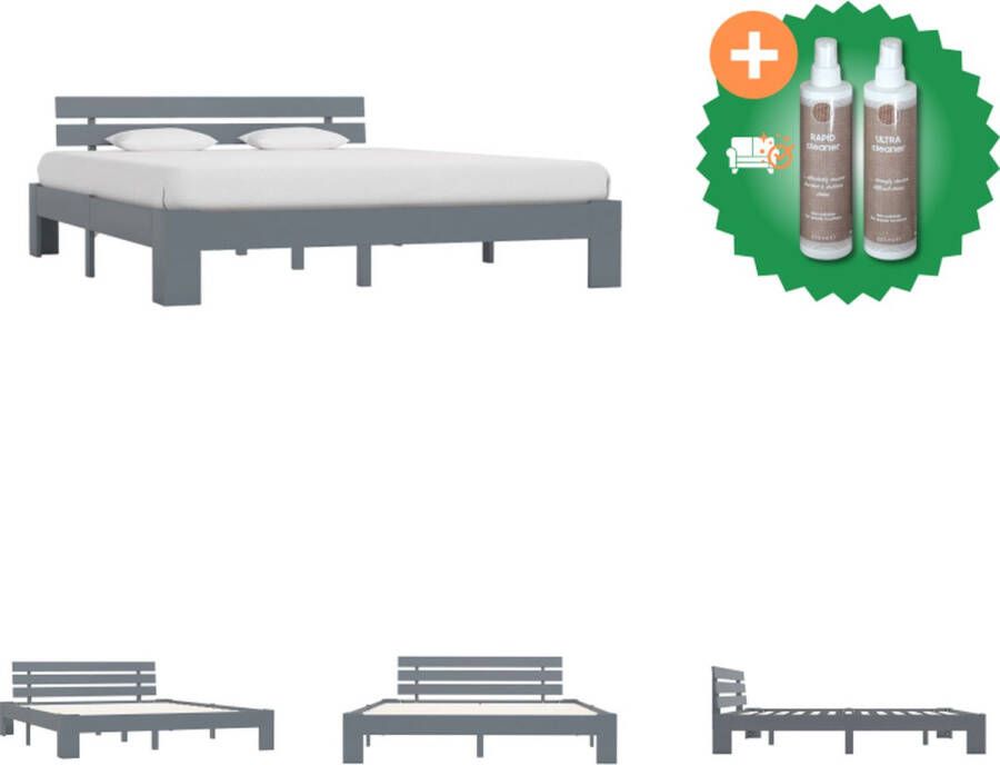 VidaXL Bedframe massief grenenhout grijs 180x200 cm Bed Inclusief Onderhoudsset