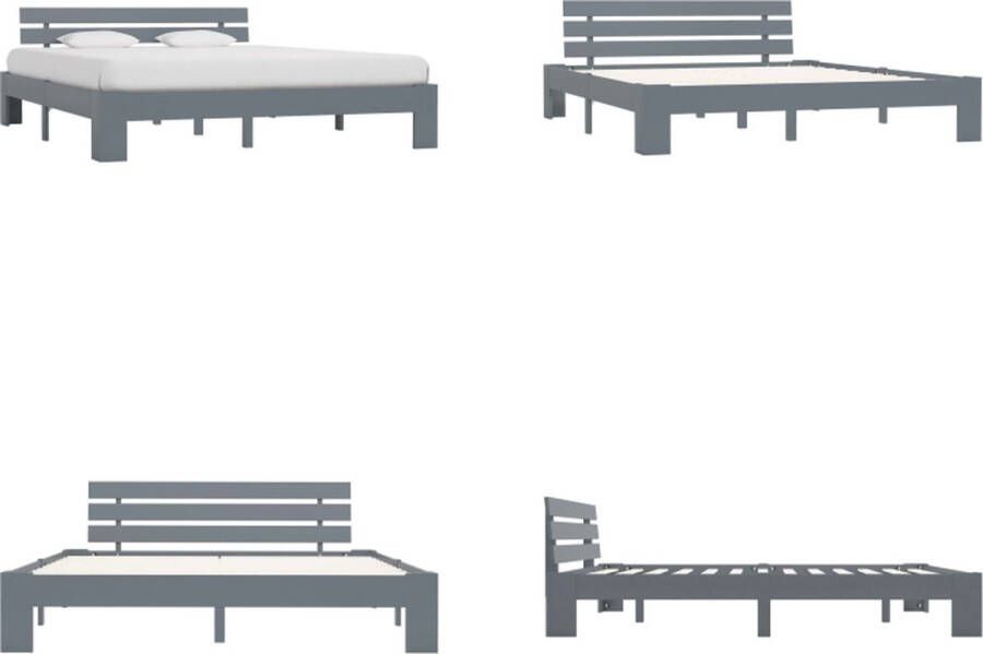 VidaXL Bedframe massief grenenhout grijs 180x200 cm Bedframe Bedframes Bed Frame Bed Frames