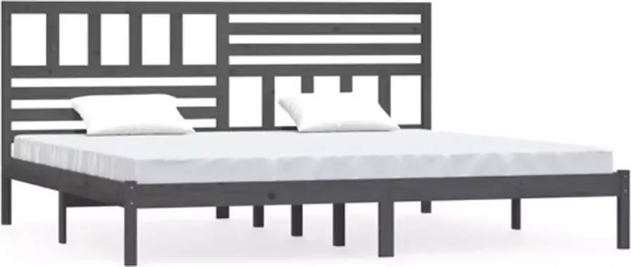 VidaXL -Bedframe-massief-grenenhout-grijs-200x200-cm - Foto 4