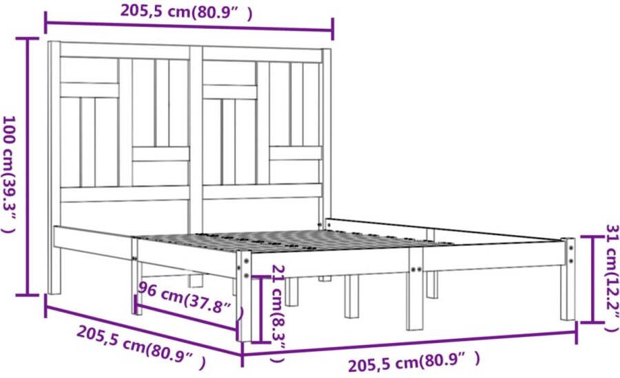 VidaXL -Bedframe-massief-grenenhout-grijs-200x200-cm - Foto 4