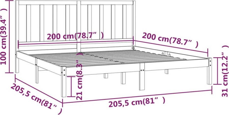 VidaXL -Bedframe-massief-grenenhout-grijs-200x200-cm - Foto 3