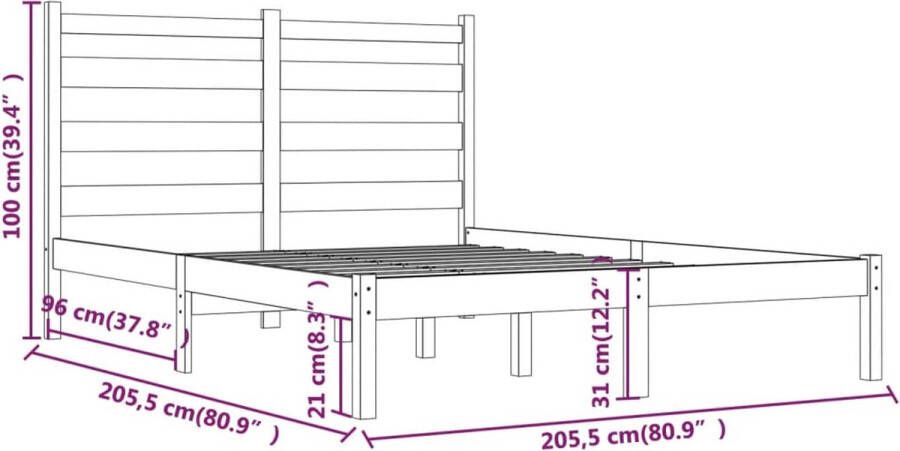 VidaXL -Bedframe-massief-grenenhout-grijs-200x200-cm - Foto 3