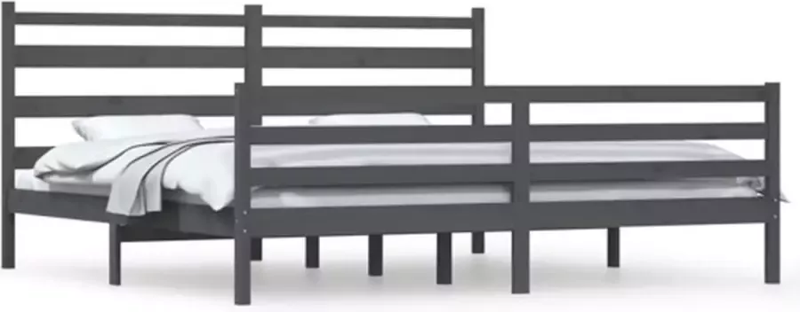 VidaXL -Bedframe-massief-grenenhout-grijs-200x200-cm - Foto 2