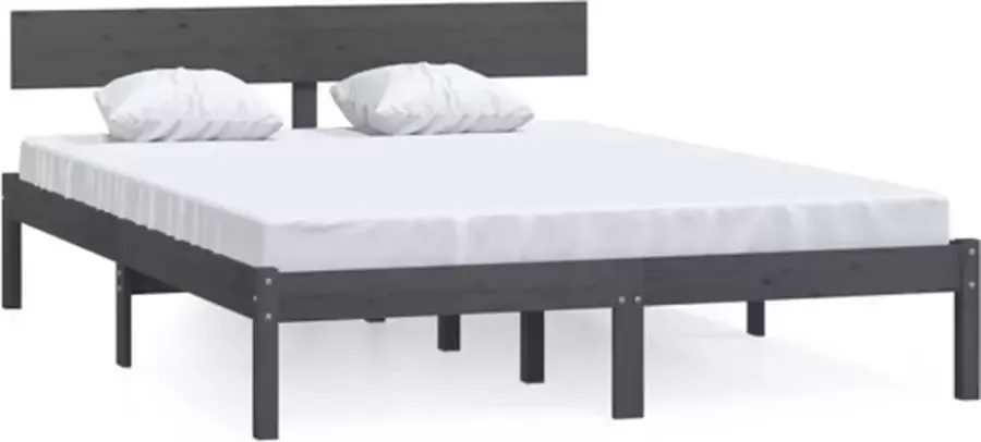 VidaXL -Bedframe-massief-grenenhout-grijs-200x200-cm - Foto 3