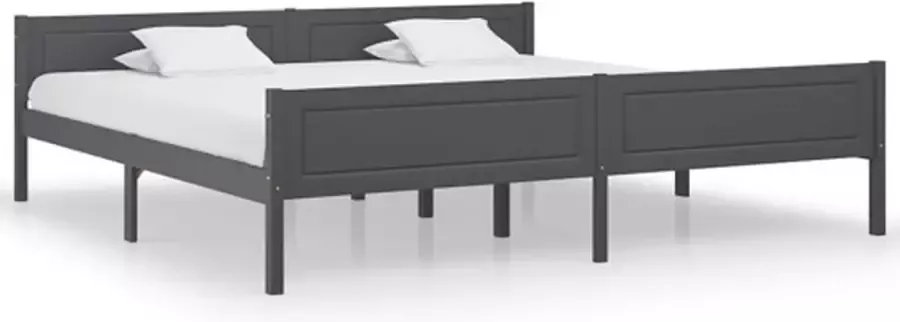 VidaXL -Bedframe-massief-grenenhout-grijs-200x200-cm