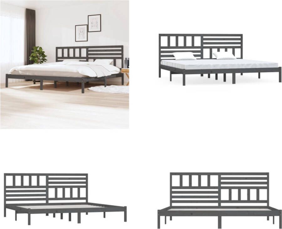 VidaXL Bedframe massief grenenhout grijs 200x200 cm Bedframe Bedframes Eenpersoonsbed Bed