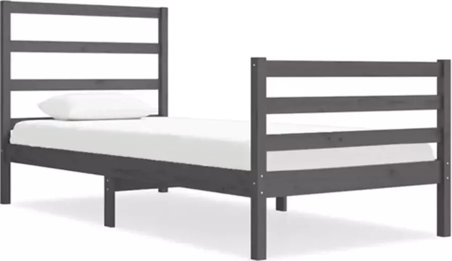 VIDAXL Bedframe massief grenenhout grijs 75x190 cm 2FT6 Small Single - Foto 2