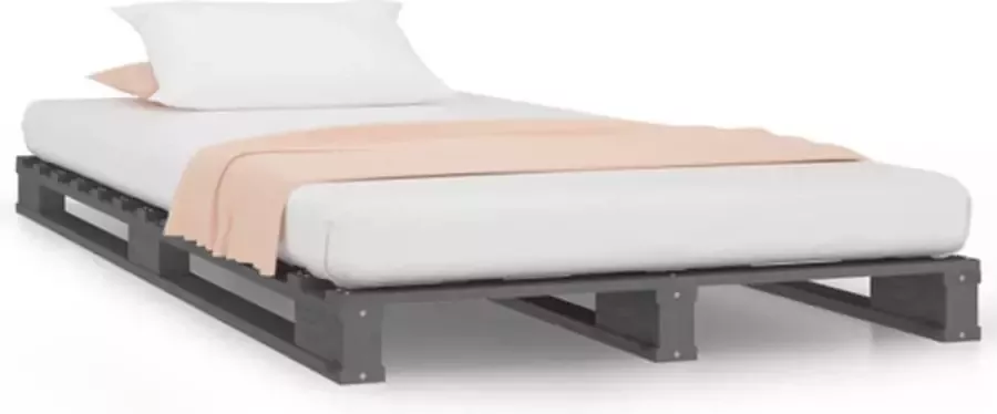 VidaXL -Palletbed-massief-grenenhout-grijs-75x190-cm-2FT6-Small-Single - Foto 4