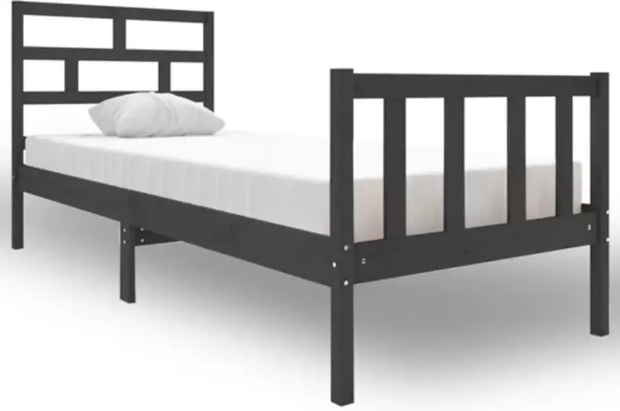 VidaXL -Bedframe-massief-grenenhout-grijs-75x190-cm-2FT6-small-single - Foto 2
