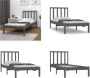 VidaXL Bedframe massief grenenhout grijs 75x190 cm 2FT6 Small Single Bedframe Bedframes Bed Bedbodem - Thumbnail 2