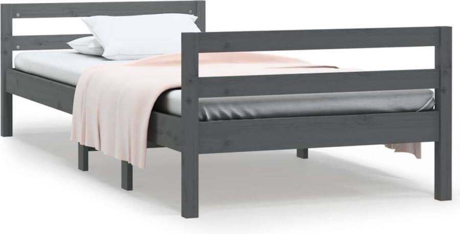 VidaXL -Bedframe-massief-grenenhout-grijs-80x200-cm