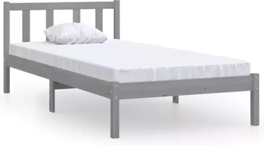 VidaXL -Bedframe-massief-grenenhout-grijs-90x200-cm - Foto 3
