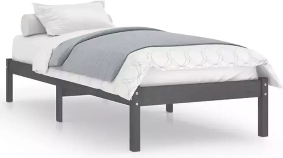 VidaXL -Bedframe-massief-grenenhout-grijs-90x200-cm - Foto 2