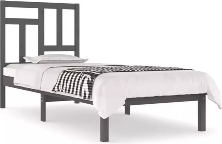 VidaXL -Bedframe-massief-grenenhout-grijs-90x200-cm - Foto 7