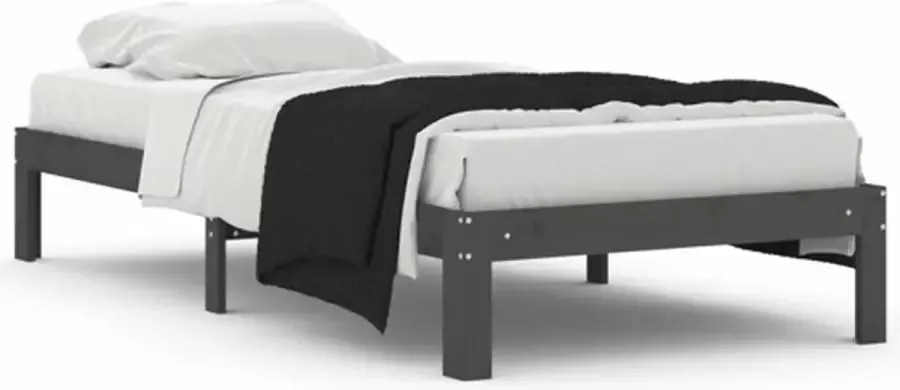 VidaXL -Bedframe-massief-grenenhout-grijs-90x200-cm - Foto 3