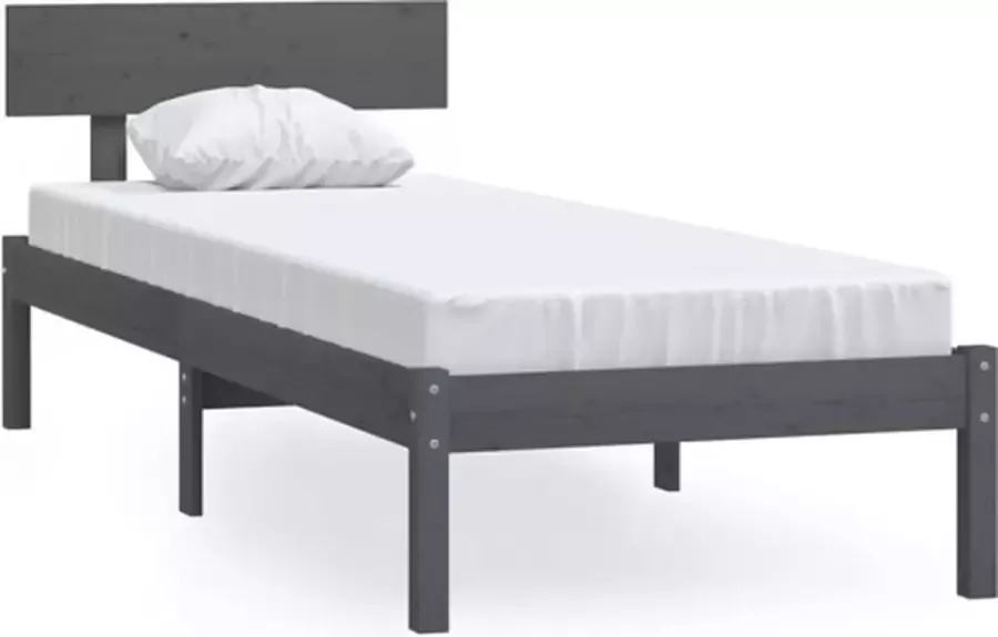 VidaXL -Bedframe-massief-grenenhout-grijs-90x200-cm - Foto 2