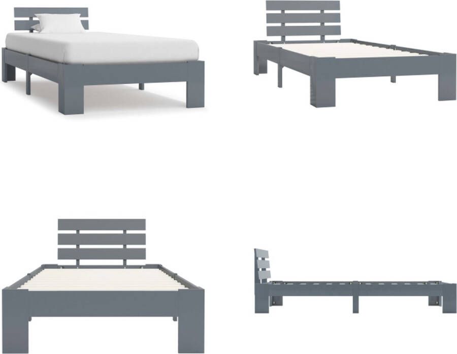 VidaXL Bedframe massief grenenhout grijs 90x200 cm Bedframe Bed Frame Bed Frames