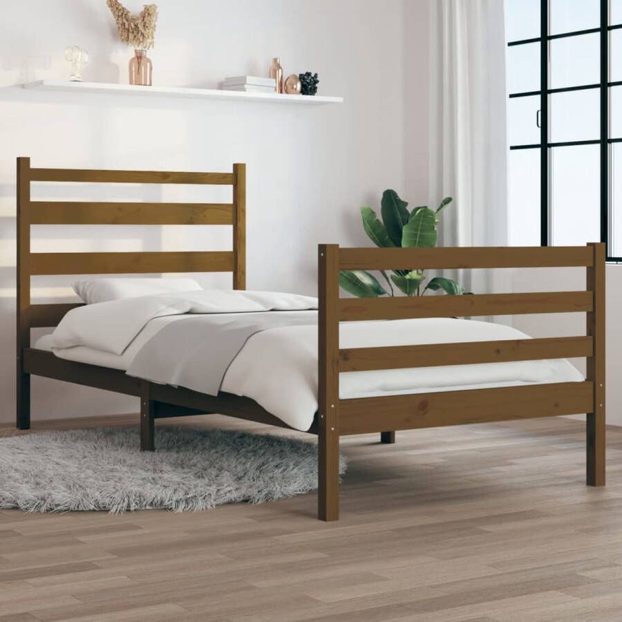 VidaXL -Bedframe-massief-grenenhout-honingbruin-100x200-cm - Foto 2