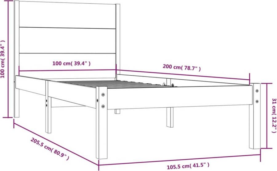 VidaXL -Bedframe-massief-grenenhout-honingbruin-100x200-cm - Foto 2