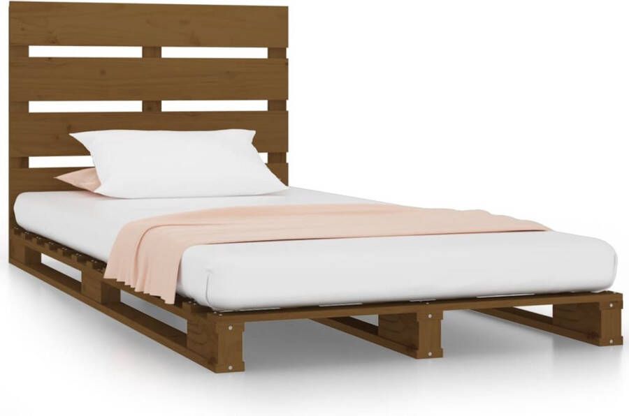 VidaXL -Bedframe-massief-grenenhout-honingbruin-100x200-cm