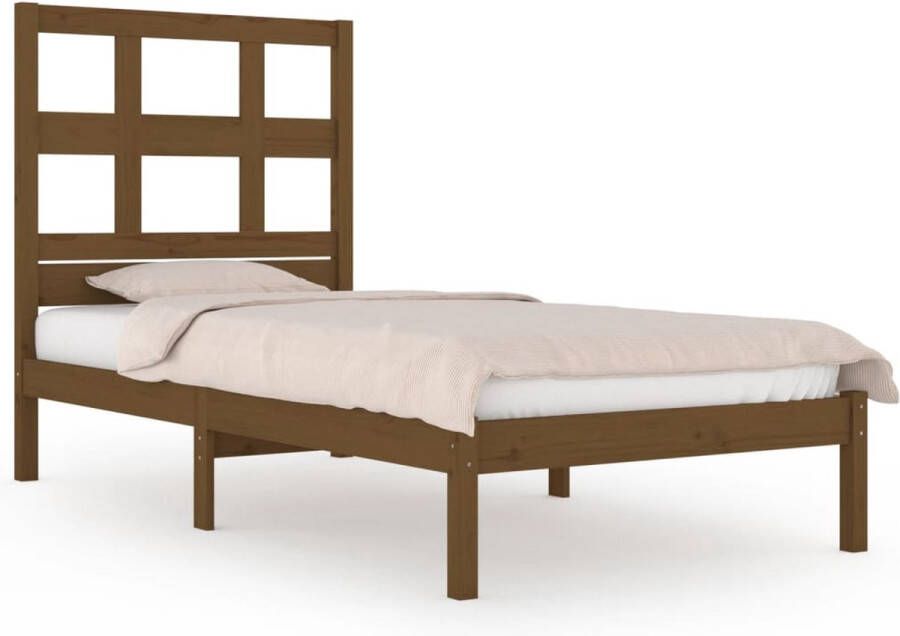 VidaXL -Bedframe-massief-grenenhout-honingbruin-100x200-cm