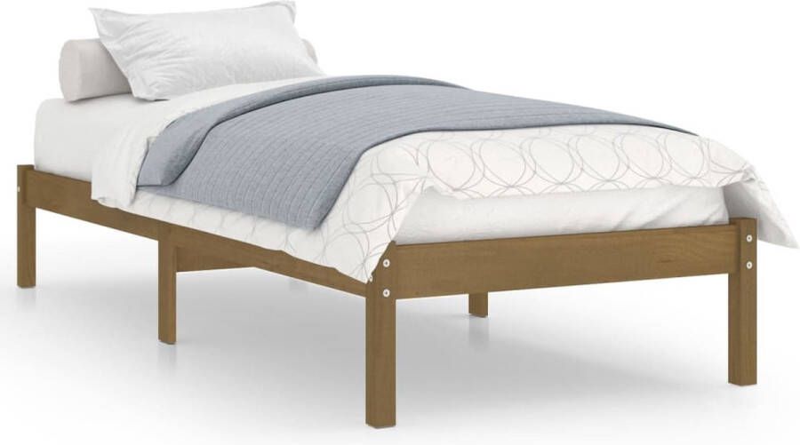 VidaXL -Bedframe-massief-grenenhout-honingbruin-100x200-cm