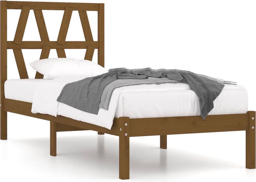 VidaXL -Bedframe-massief-grenenhout-honingbruin-100x200-cm