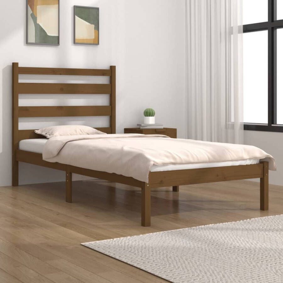 VidaXL -Bedframe-massief-grenenhout-honingbruin-100x200-cm