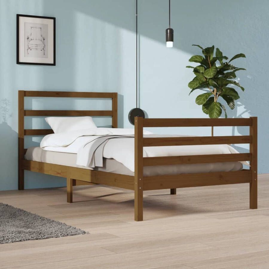 VidaXL -Bedframe-massief-grenenhout-honingbruin-100x200-cm