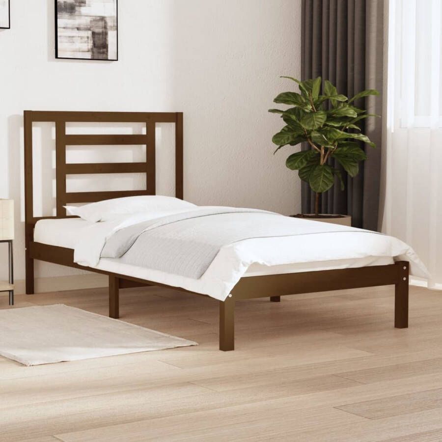 VidaXL -Bedframe-massief-grenenhout-honingbruin-100x200-cm - Foto 6