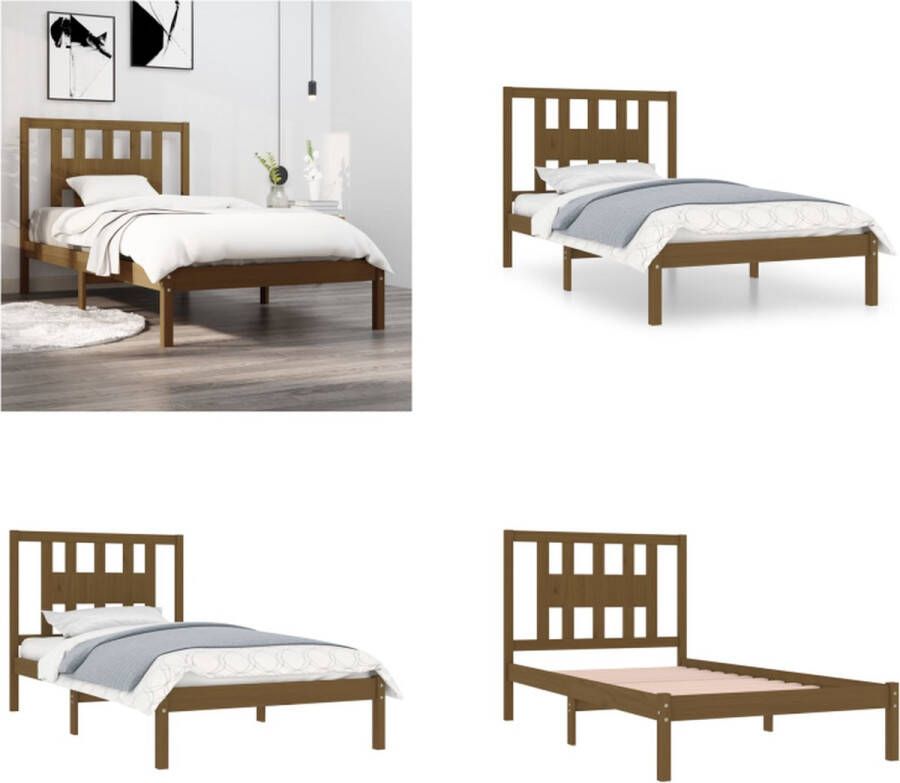 VidaXL Bedframe massief grenenhout honingbruin 100x200 cm Bedframe Bedframes Eenpersoonsbed Bed