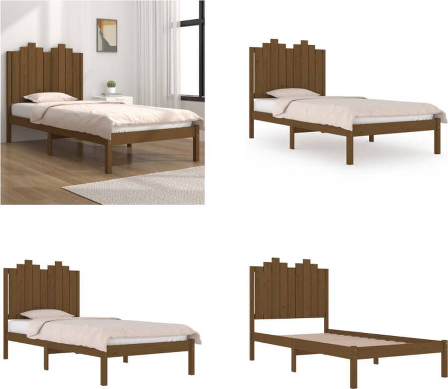 VidaXL Bedframe massief grenenhout honingbruin 100x200 cm Bedframe Bedframes Eenpersoonsbed Bed