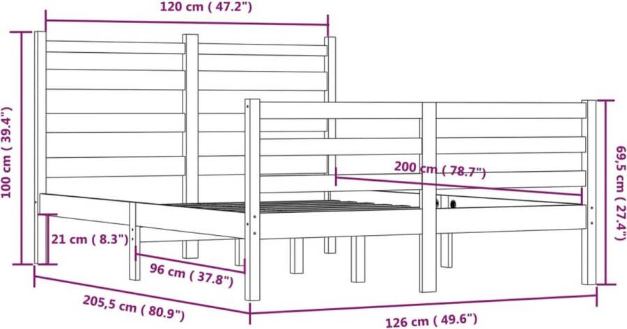 VidaXL -Bedframe-massief-grenenhout-honingbruin-120x200-cm - Foto 2