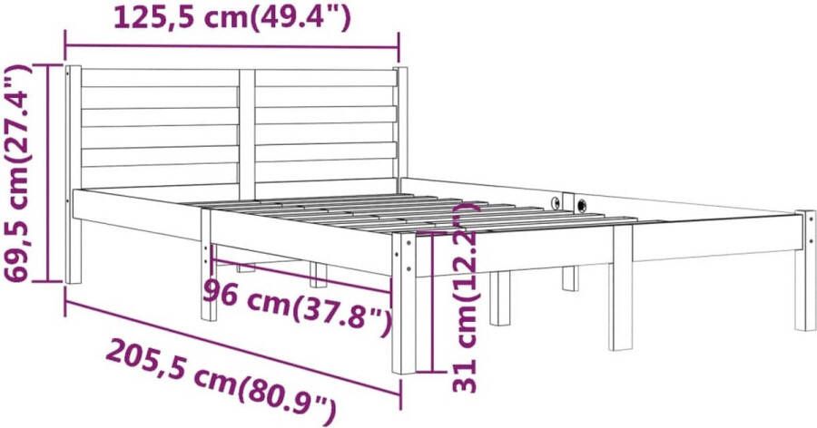 VidaXL -Bedframe-massief-grenenhout-honingbruin-120x200-cm - Foto 2