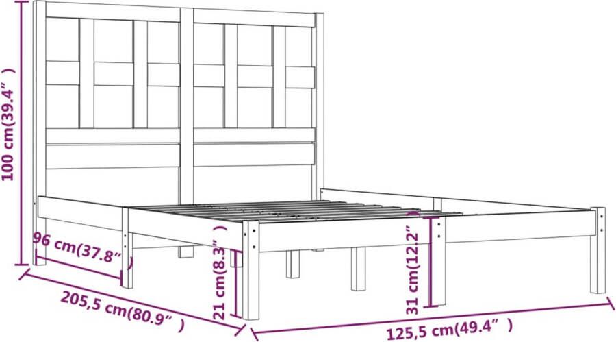 VidaXL -Bedframe-massief-grenenhout-honingbruin-120x200-cm - Foto 3