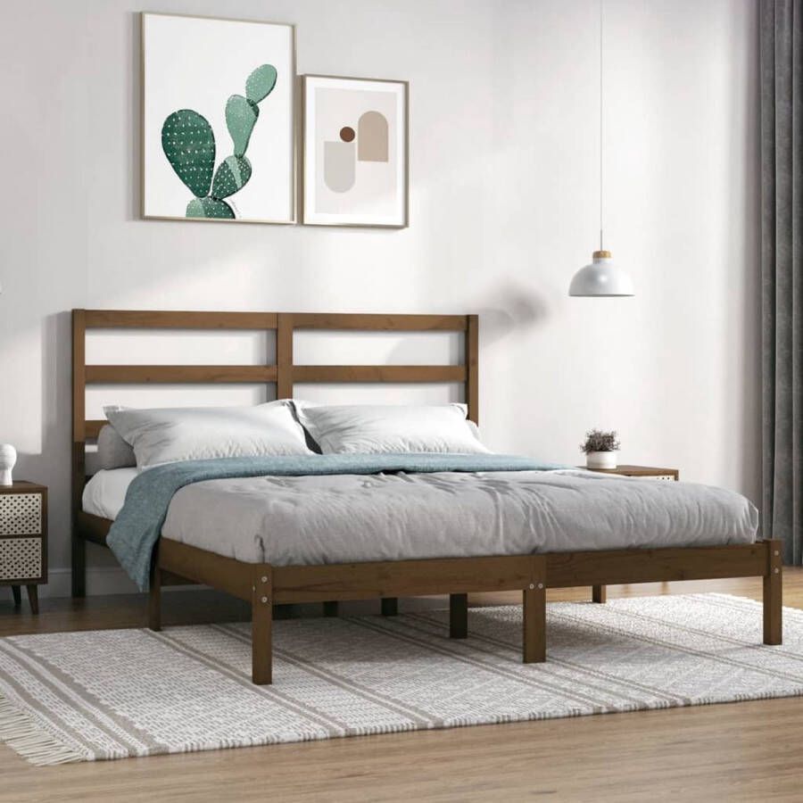 VidaXL -Bedframe-massief-grenenhout-honingbruin-120x200-cm