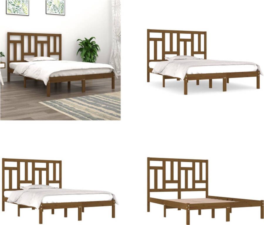 VidaXL Bedframe massief grenenhout honingbruin 120x200 cm Bedframe Bedframes Bed Bedbodem