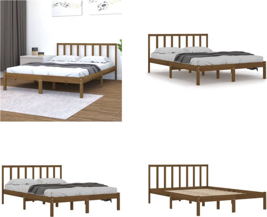 VidaXL Bedframe massief grenenhout honingbruin 120x200 cm Bedframe Bedframes Bed Bedbodem