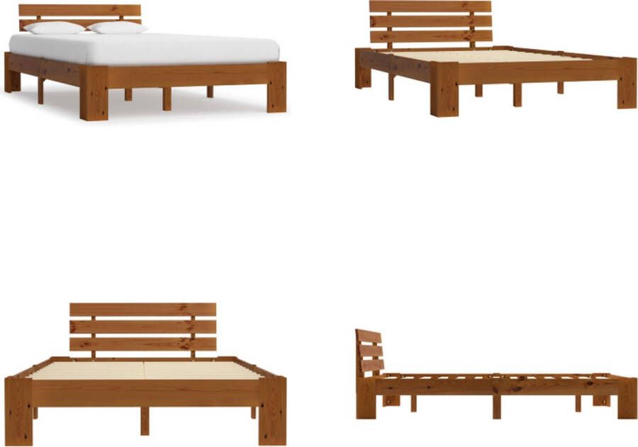 VidaXL Bedframe massief grenenhout honingbruin 120x200 cm Bedframe Bedframes Bed Frame Bed Frames