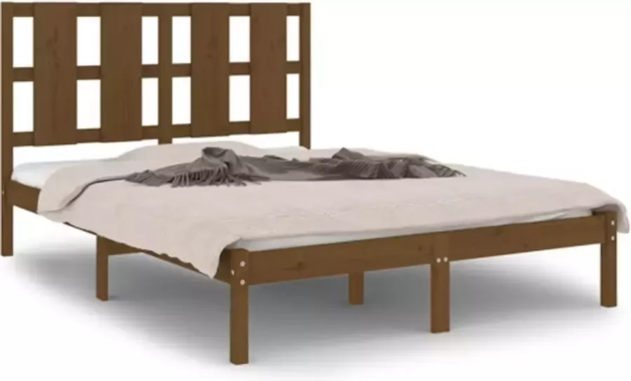 VidaXL -Bedframe-massief-grenenhout-honingbruin-140x190-cm - Foto 2