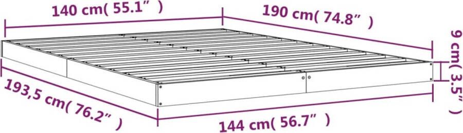VidaXL -Bedframe-massief-grenenhout-honingbruin-140x190-cm - Foto 1