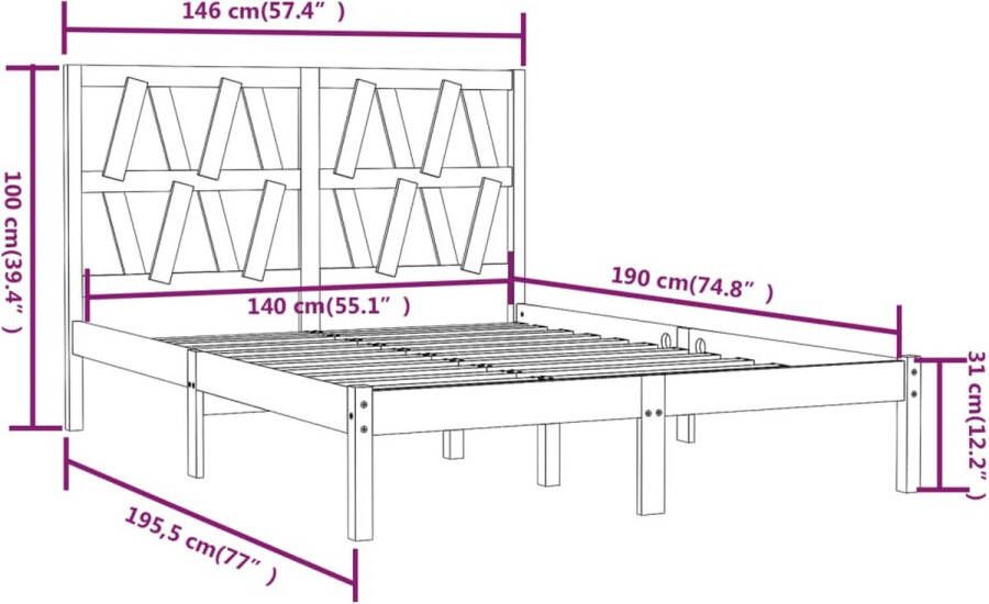 VidaXL -Bedframe-massief-grenenhout-honingbruin-140x190-cm - Foto 2