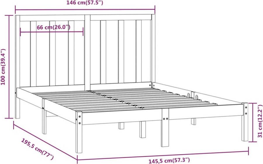 VidaXL -Bedframe-massief-grenenhout-honingbruin-140x190-cm - Foto 3