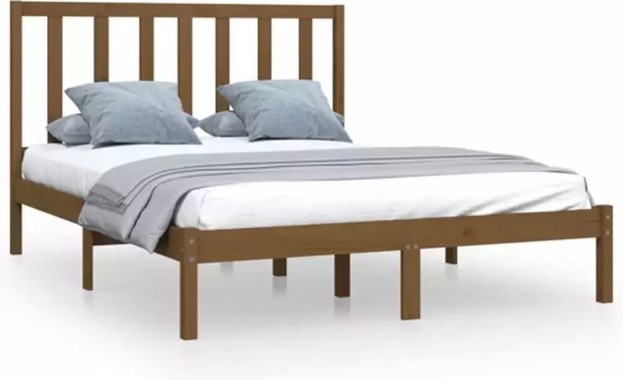 VidaXL -Bedframe-massief-grenenhout-honingbruin-140x190-cm - Foto 2