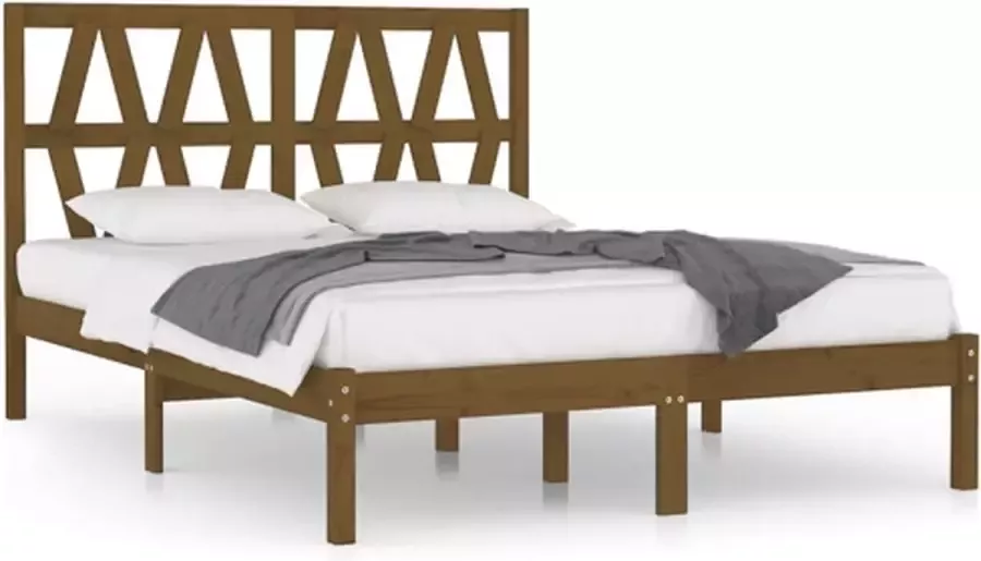 VidaXL -Bedframe-massief-grenenhout-honingbruin-140x190-cm - Foto 3