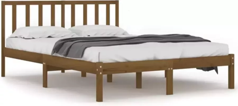 VidaXL -Bedframe-massief-grenenhout-honingbruin-140x190-cm - Foto 4