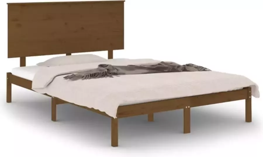 VidaXL -Bedframe-massief-grenenhout-honingbruin-140x190-cm - Foto 2